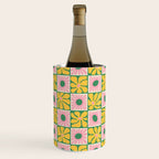 Retro checkered flower art pattern Wine Chiller Gallery Image 1