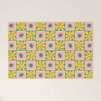 Retro checkered flower art pattern Welcome Mat Gallery Image 1
