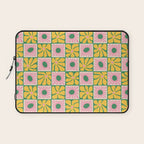 Retro checkered flower art pattern Laptop Sleeve Gallery Image 1