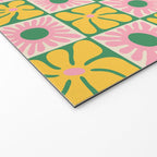 Retro checkered flower art pattern Welcome Mat Gallery Image 2