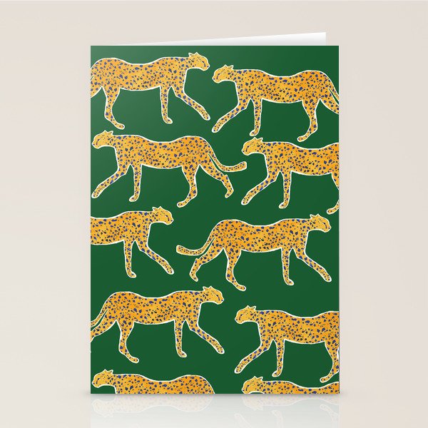 Tropical Animal Print Green Cheetah Illustration Stationery Card Gallery Image 2