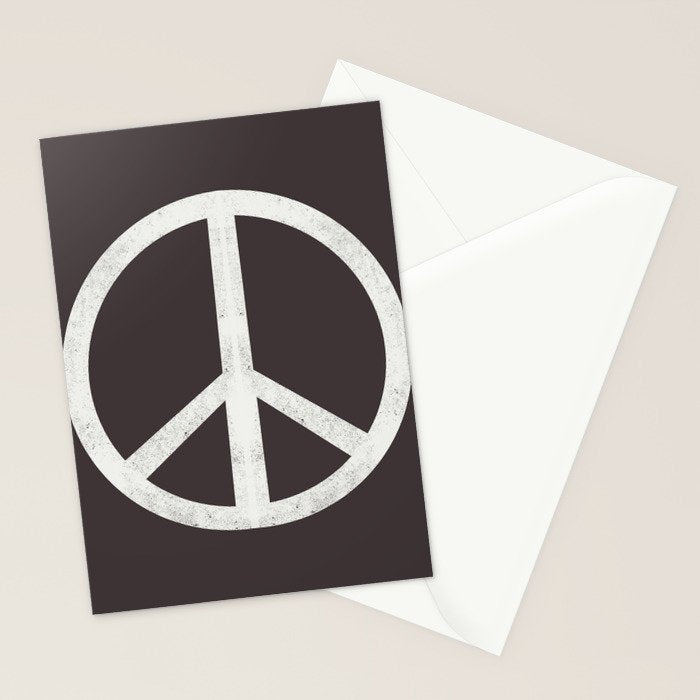 Peace - peace flag, peace, love, woodcut, linocut, vintage, hippie, happy Stationery Card Gallery Image 2