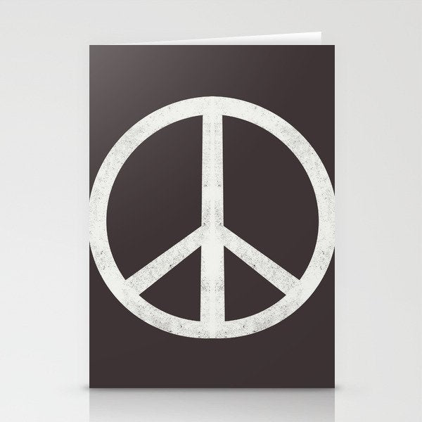 Peace - peace flag, peace, love, woodcut, linocut, vintage, hippie, happy Stationery Card Gallery Image 2