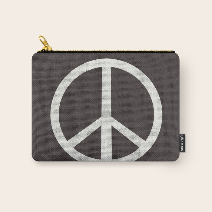 Peace - peace flag, peace, love, woodcut, linocut, vintage, hippie, happy Carry All Pouch Gallery Image 1