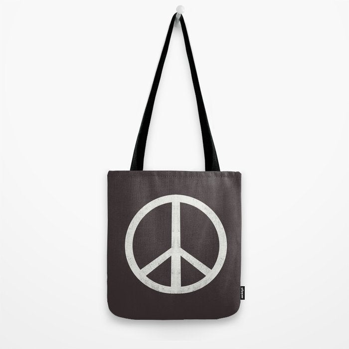 Peace - peace flag, peace, love, woodcut, linocut, vintage, hippie, happy Tote Bag Gallery Image 2