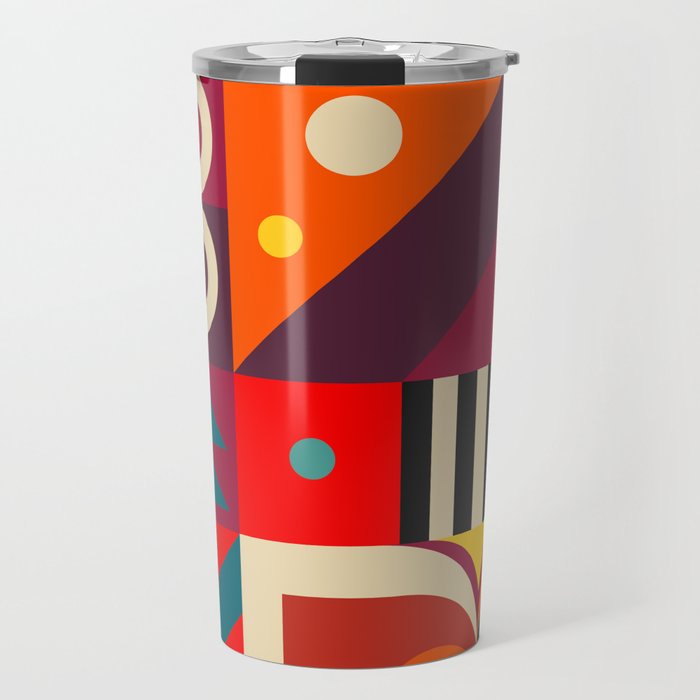 Colorful Happy Geometrics Travel Mug Gallery Image 1