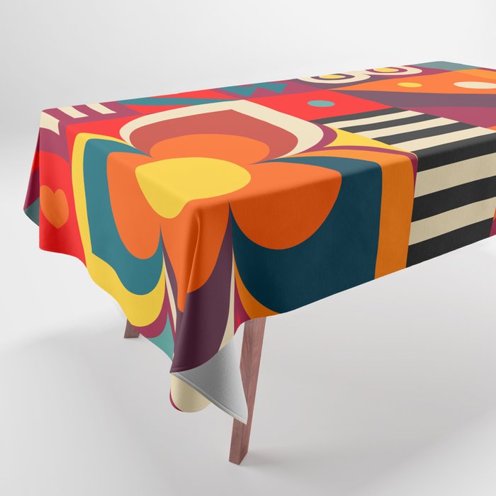 Colorful Happy Geometrics Tablecloth Gallery Image 1