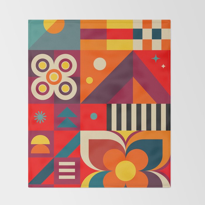 Colorful Happy Geometrics Throw Blanket Gallery Image 2