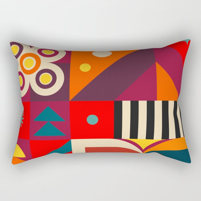 Colorful Happy Geometrics Rectangular Pillow Gallery Image 1