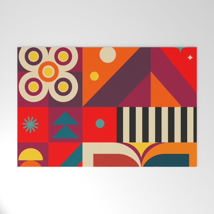 Colorful Happy Geometrics Welcome Mat Gallery Image 1