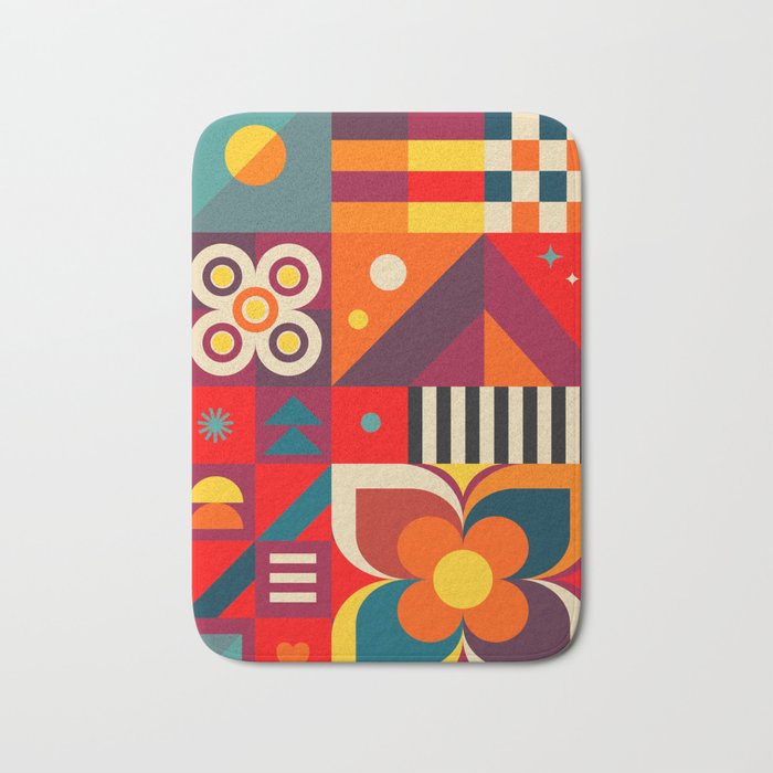 Colorful Happy Geometrics Bath Mat Gallery Image 1