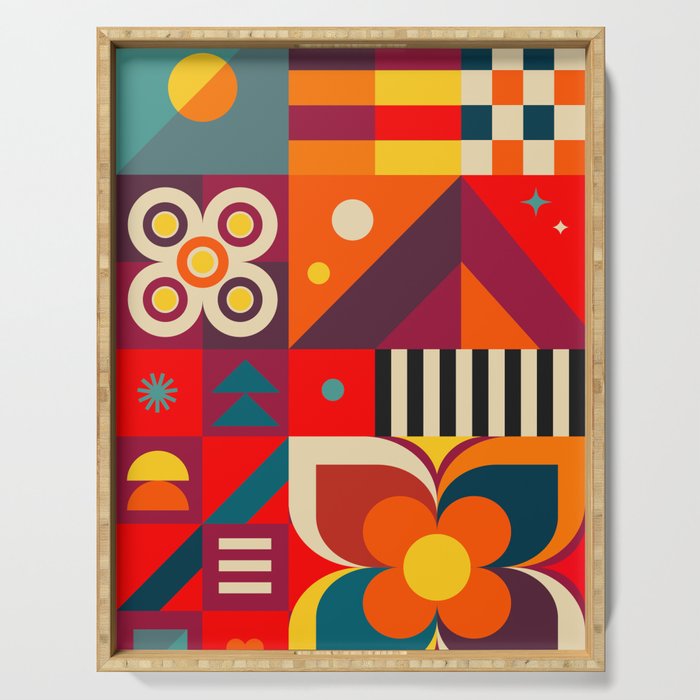 Colorful Happy Geometrics Serving Tray Gallery Image 1
