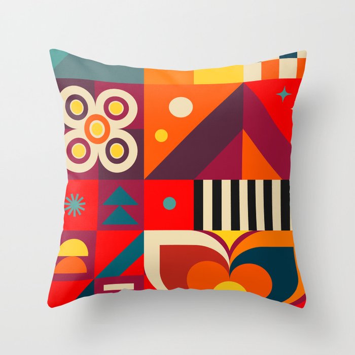 Colorful Happy Geometrics Throw Pillow Gallery Image 1