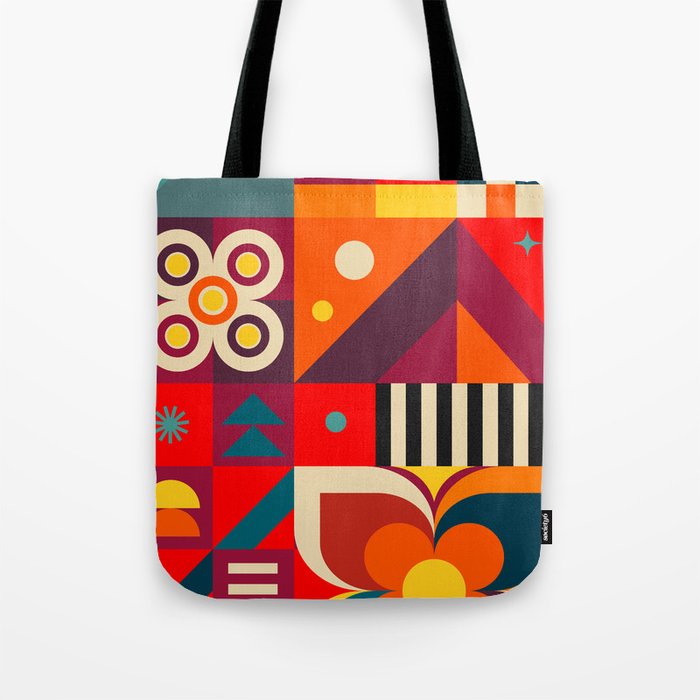 Colorful Happy Geometrics Tote Bag Gallery Image 1