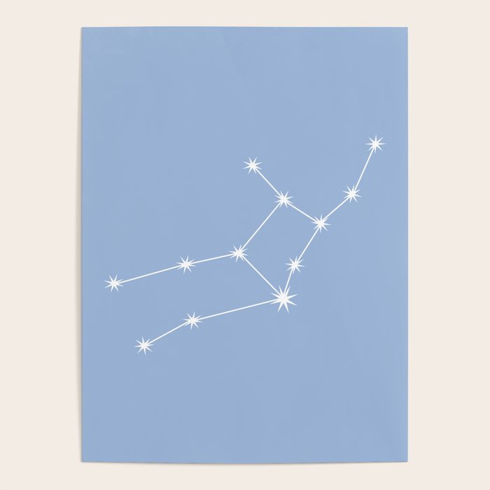 Virgo Zodiac Star Constellation Line Art Sky Blue Poster Gallery Image 4