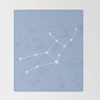Virgo Zodiac Star Constellation Line Art Sky Blue Throw Blanket Gallery Image 2