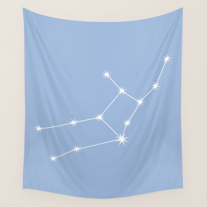 Virgo Zodiac Star Constellation Line Art Sky Blue Wall Tapestry Gallery Image 1