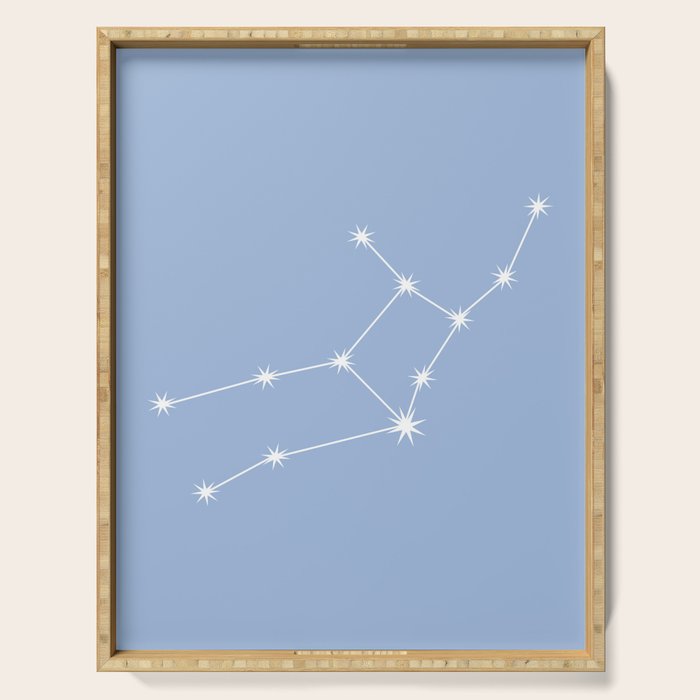 Virgo Zodiac Star Constellation Line Art Sky Blue Serving Tray Gallery Image 1