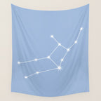 Virgo Zodiac Star Constellation Line Art Sky Blue Wall Tapestry Gallery Image 4