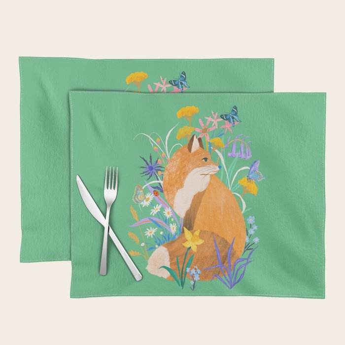 Fox in Flower Garden Placemat Gallery Image 1