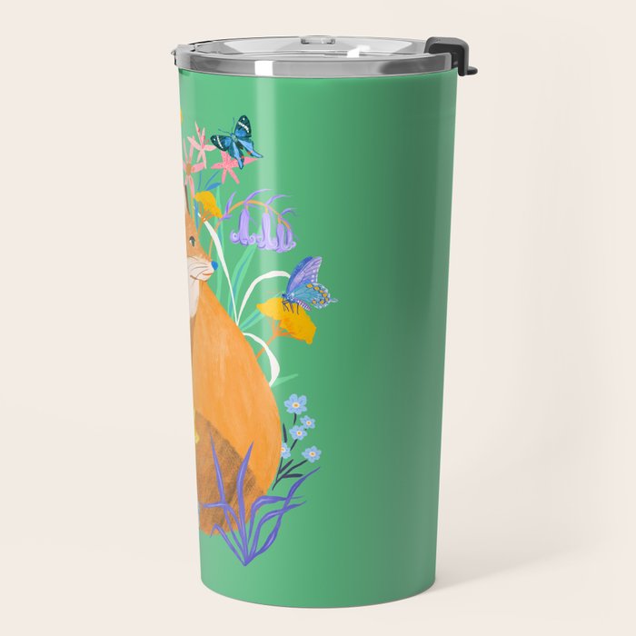 Fox in Flower Garden Travel Mug Gallery Image 2