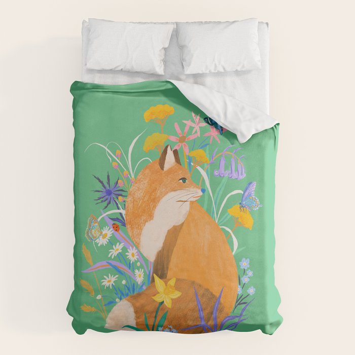 Fox in Flower Garden Duvet Cover Gallery Image 1