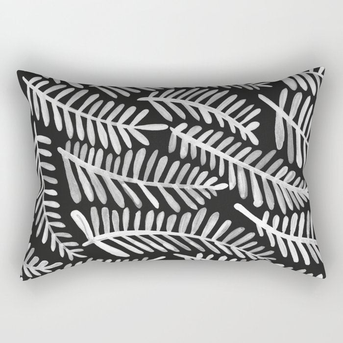 Modern Fronds - White on Black Palette Rectangular Pillow Gallery Image 2