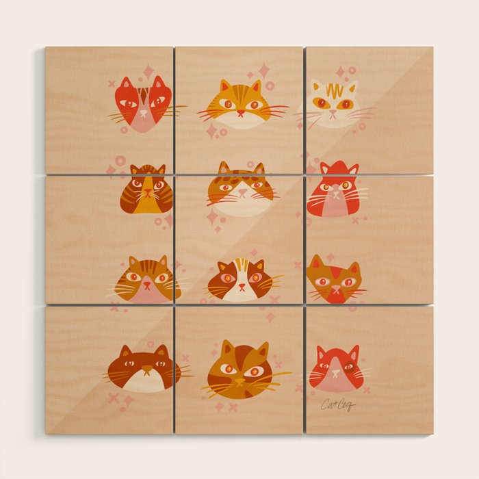 Cat Faces Collection - Retro Wood Wall Art Gallery Image 1