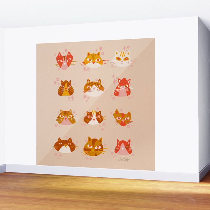 Cat Faces Collection - Retro Wall Mural Gallery Image 2