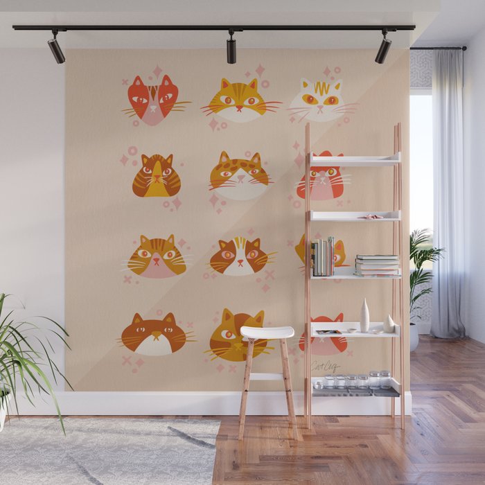 Cat Faces Collection - Retro Wall Mural Gallery Image 1