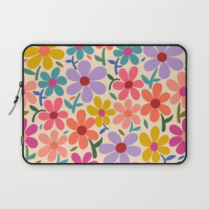 Botanical Garden -Colorful Daisy Bloom Laptop Sleeve Gallery Image 1