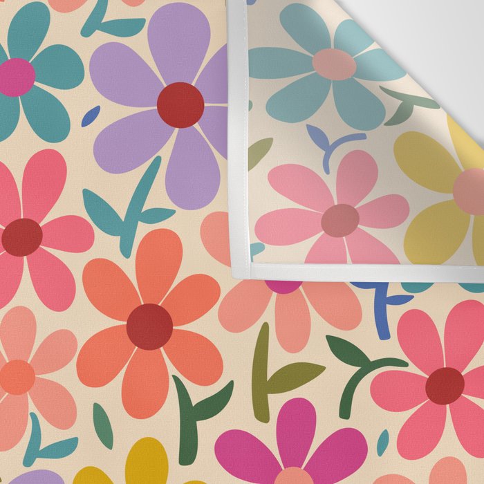 Botanical Garden -Colorful Daisy Bloom Wall Tapestry Gallery Image 3
