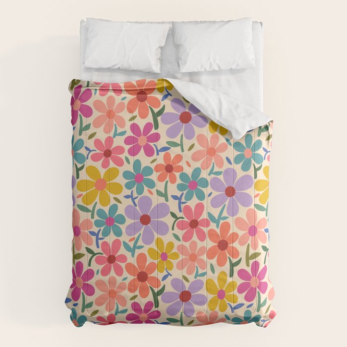Botanical Garden -Colorful Daisy Bloom Comforter Gallery Image 1