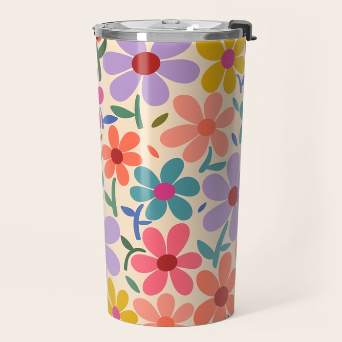 Botanical Garden -Colorful Daisy Bloom Travel Mug Gallery Image 2