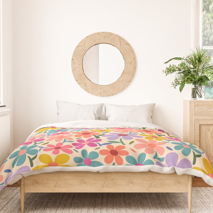 Botanical Garden -Colorful Daisy Bloom Duvet Cover Gallery Image 3