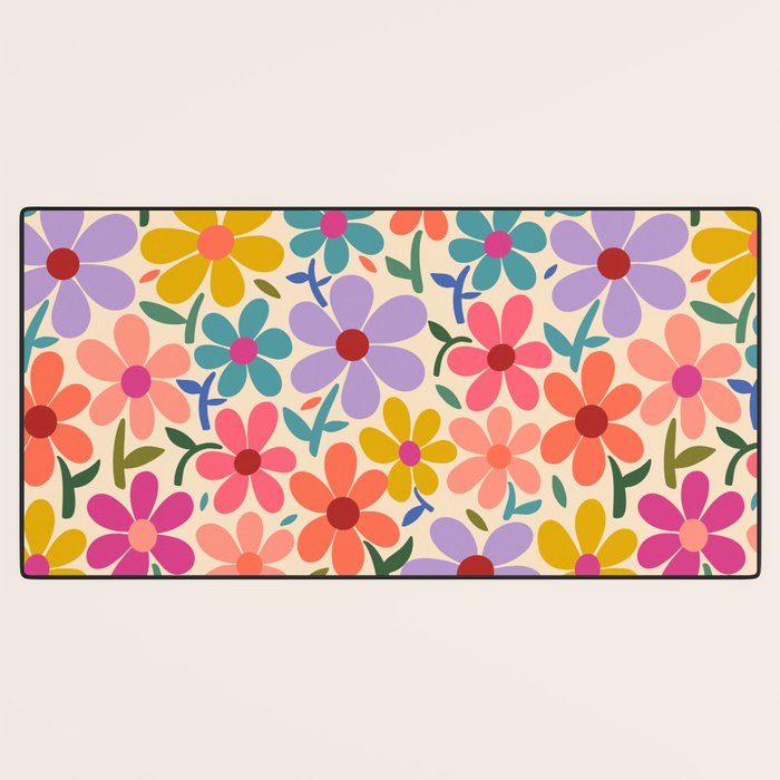 Botanical Garden -Colorful Daisy Bloom Desk Mat Gallery Image 3