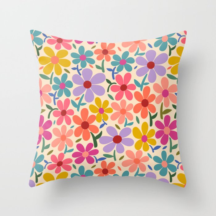 Botanical Garden -Colorful Daisy Bloom Throw Pillow Gallery Image 6