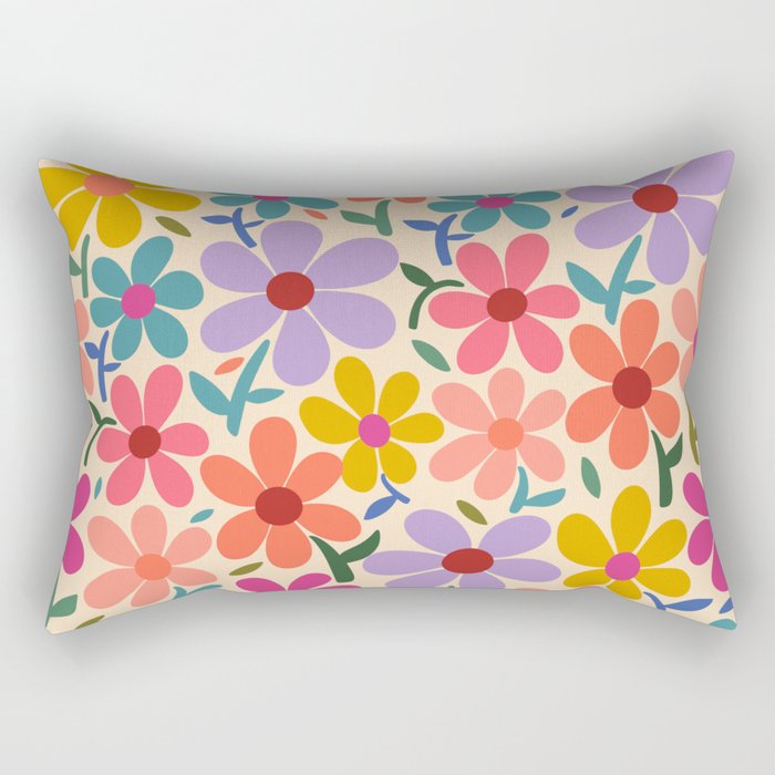 Botanical Garden -Colorful Daisy Bloom Rectangular Pillow Gallery Image 1