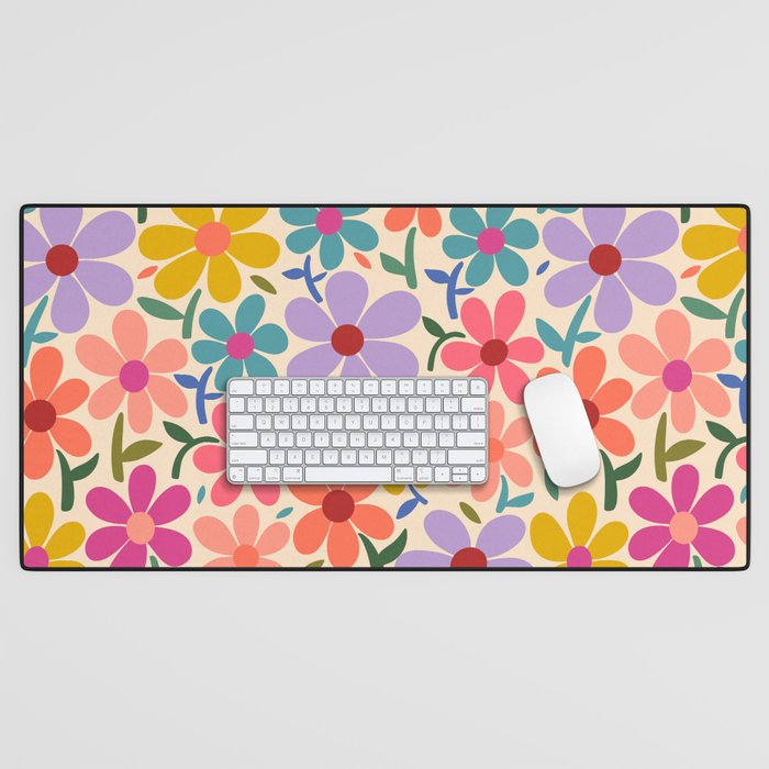 Botanical Garden -Colorful Daisy Bloom Desk Mat Gallery Image 1
