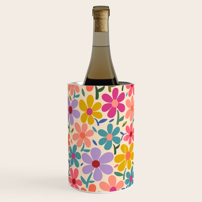Botanical Garden -Colorful Daisy Bloom Wine Chiller Gallery Image 3