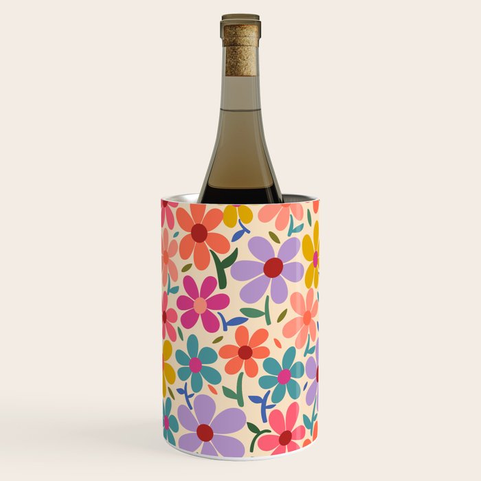 Botanical Garden -Colorful Daisy Bloom Wine Chiller Gallery Image 1