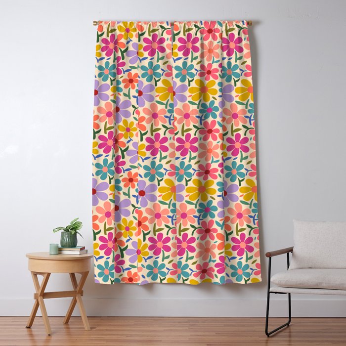 Botanical Garden -Colorful Daisy Bloom Window Curtain Gallery Image 5