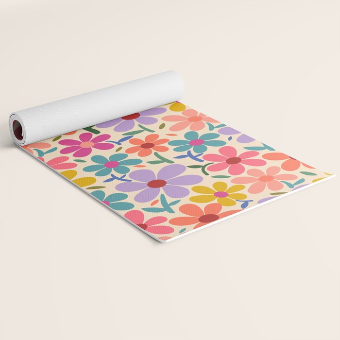 Botanical Garden -Colorful Daisy Bloom Yoga Mat Gallery Image 2