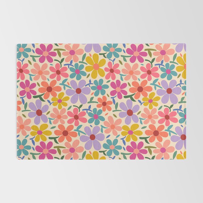 Botanical Garden -Colorful Daisy Bloom Rug Gallery Image 2