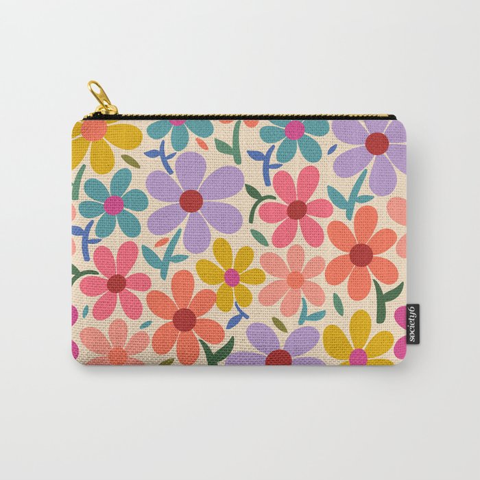 Botanical Garden -Colorful Daisy Bloom Carry All Pouch Gallery Image 1