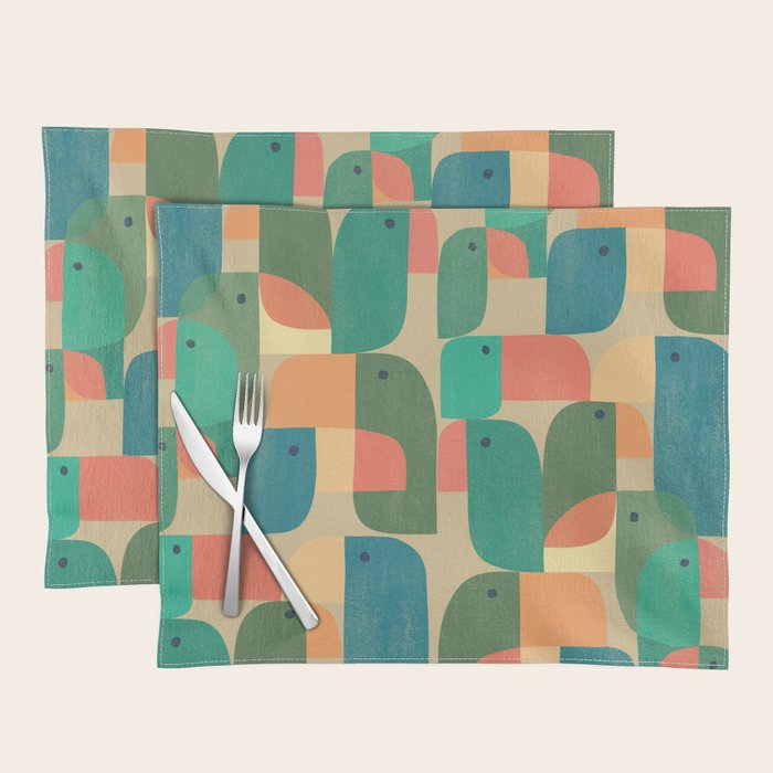 Mid-century tropical birds Placemat Gallery Image 1
