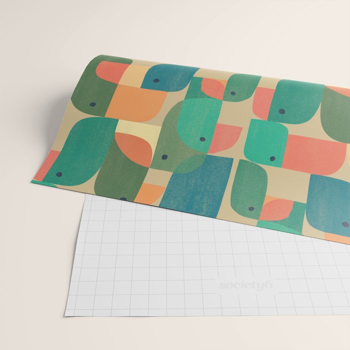 Mid-century tropical birds Wrapping Paper Gallery Image 2