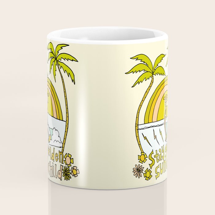 stay golden sun child //retro surf art by surfy birdy Coffee Mug Gallery Image 4
