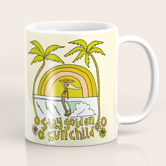 stay golden sun child //retro surf art by surfy birdy Coffee Mug Gallery Image 1