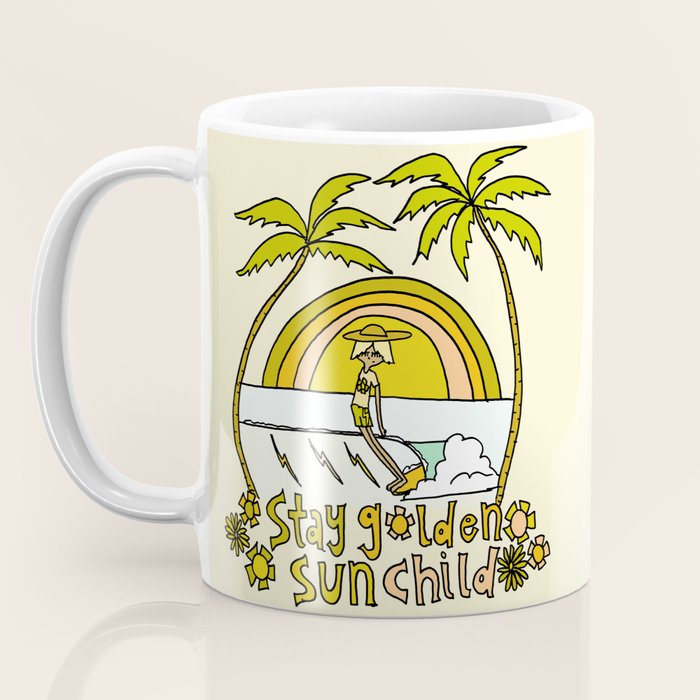 stay golden sun child //retro surf art by surfy birdy Coffee Mug Gallery Image 3